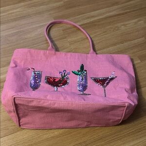 Mud Pie Pink Sequin Cocktail Tote